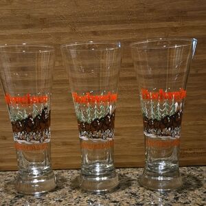 Budweiser Pilsner Glasses with Red Logo and Clydesdale Design